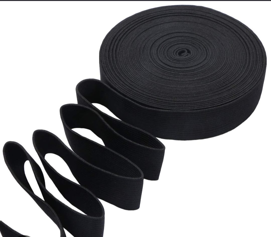 1" and 2" Heavy-Duty Black Woven Elastic Roll
