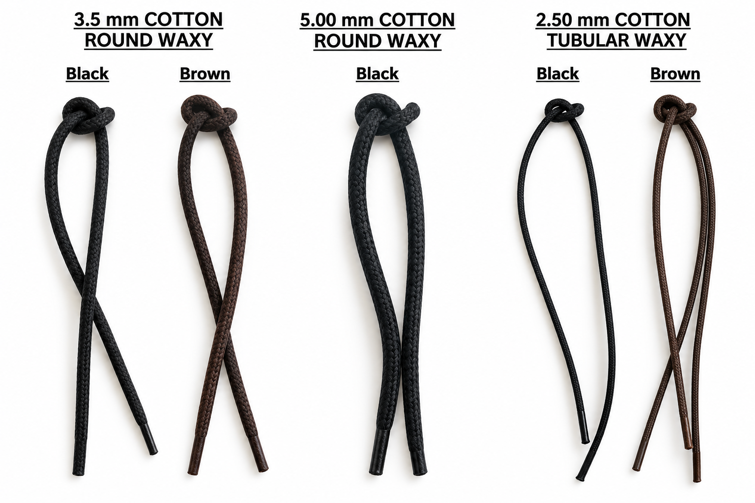 Cotton Round & Tubular Waxy Boot Laces